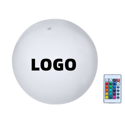 8" PVC Inflatable Floating LED Beach Ball w/ 16 Colors 4 Dynamic Modes