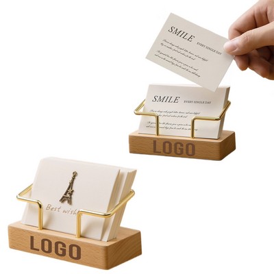 Beech Wood Business Card Holder and Phone Stand