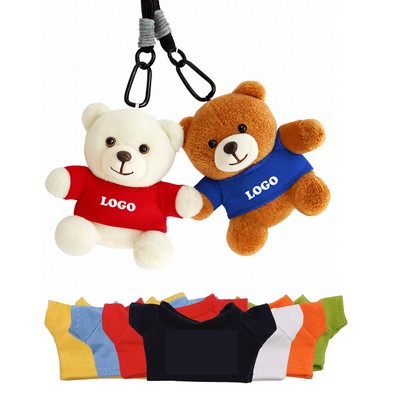 Mini Plush Bear Keychain with Customizable T-Shirt