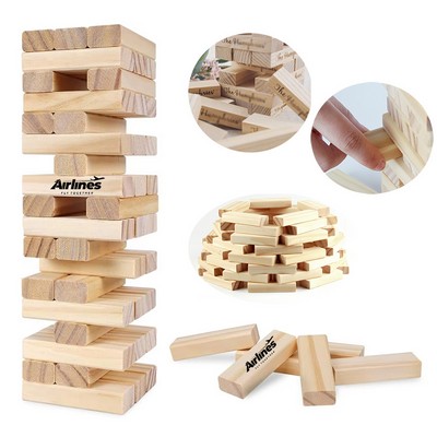 48PCS Wooden Stacking Block Tower Game for Custom Branding