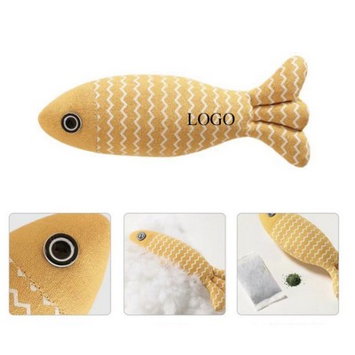 Chew Resistant Plush Catnip Lifelike Fish Design Cat Toy