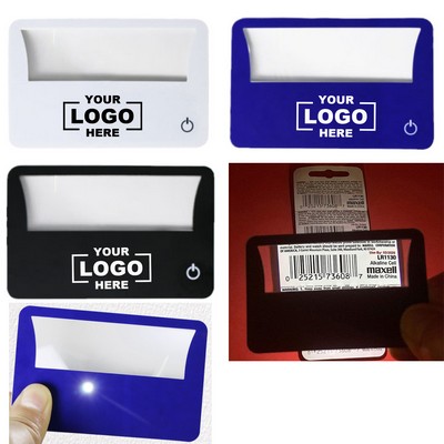 Custom Portable Handheld Card-Sized Plastic LED 3X Magnifier