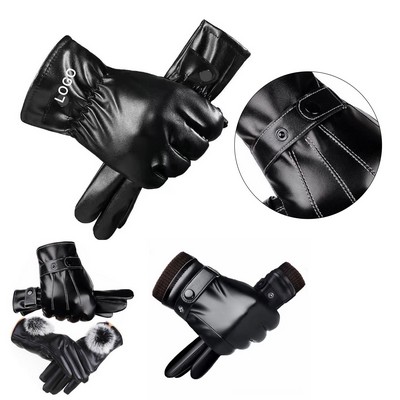 Winter Leather Thermal Gloves