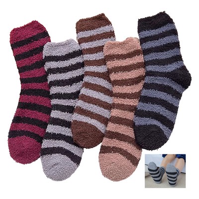 Winter warm striped plush socks