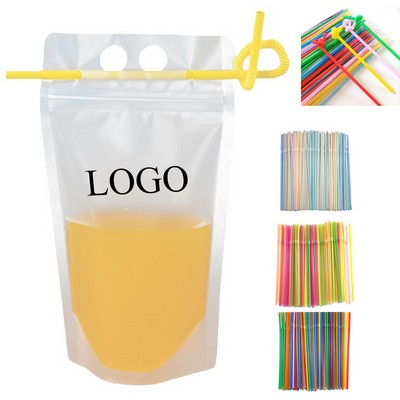17oz Drink Pouches With Straw