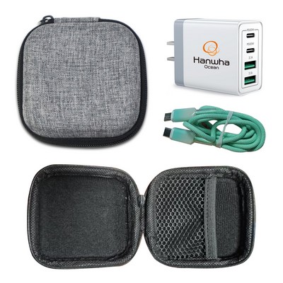 USB C Wall Charger 4 Port Wall Plug with 3' USB C-C Fast Charging Cord