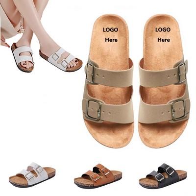 Adjustable Buckle Flat Cork Sandals