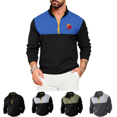Men's Long Sleeve Patchwork T-Shirt