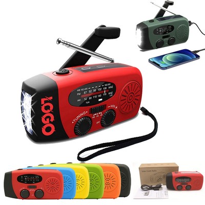 Emergency Solar Hand Crank Weather Radio With Led Flashlight