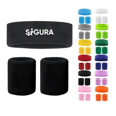 Colorful Sports Sweat Wicking Wristband & Headband Set