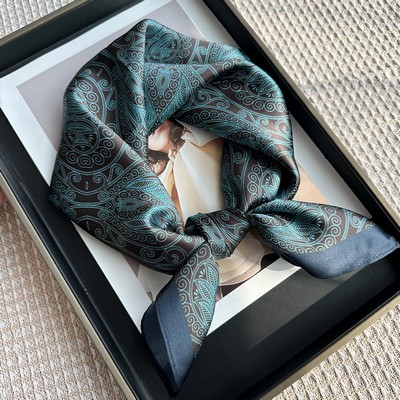 Custom 25.6" x 25.6" 100% Mulberry Silk Bandana Silk Satin Handbag Wrap