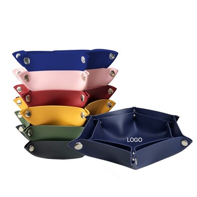 Hexagon Leather Storage Tray Premium PU Desk Organizer Collapsible Dice Tray for Tabletop Games