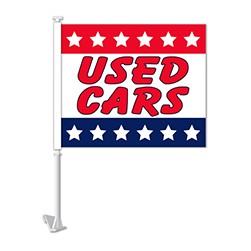 Vizi™ Patriotic "USED CARS" Clip-On Window Flag