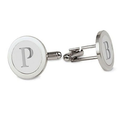 Monogram Silver Tone Block Cufflinks