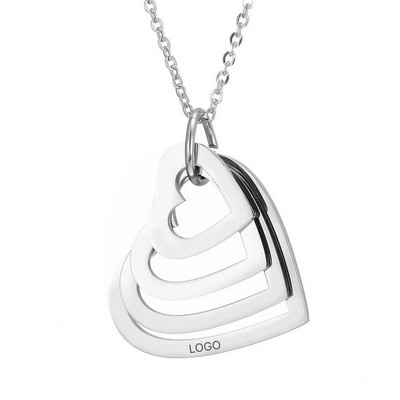 Personalized Mother's Day Family Name Necklace Custom Engraved Stainless Steel Heart Pendant