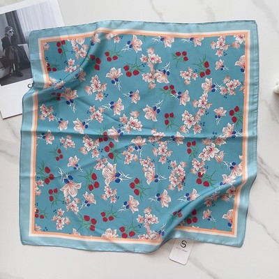 Custom 21.7" x 21.7" Satin Silk Feeling Head Scarf Women's Fashion Square Neck