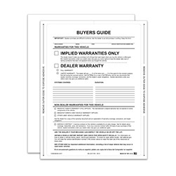 PEEL n SEAL™ English Interior Implied Warranty Buyers Guide Window Sticker