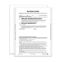 PEEL n SEAL™ English Interior No Lines Implied Warranty Buyers Guide Window Sticker