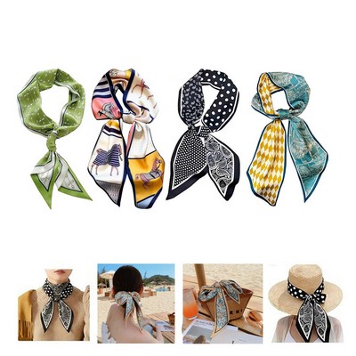 Satin Hair Scarf Narrow Neck Scarf Headband Women Bag Charms