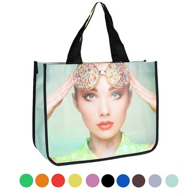 Custom Medium Size Full Color 105 GSM Round Corner Laminated Non-Woven Tote Bag