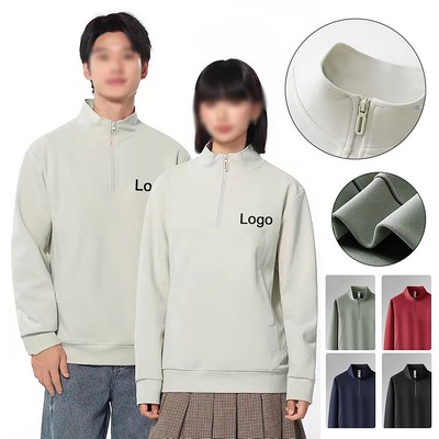 Custom Pique Knit Half Zip Pullover Sweatshirt