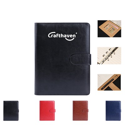 A5 Refillable Leather Notebook With Muti Pockets