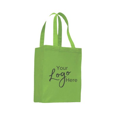 Canvas Shopping Tote Bag 10.5" W x 14" H with 5" Gusset (Lime)