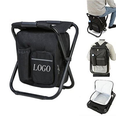 Oxford Fabric Insulated Cooler Bag And Folding Stool Combo