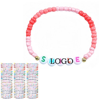 Vibrant Elastic Beaded Bracelet With Heart Charms