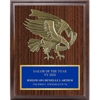 Cast Bronze Eagle Mount on Simulated Walnut Plaque (8"x10")