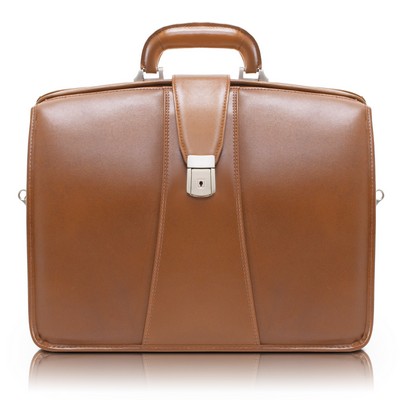 HARRISON | 17" Brown Leather Partners Laptop Briefcase | McKleinUSA