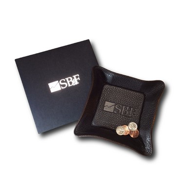 Custom Genuine Leather Small Travel Valet 6 X 6 (Debossed/ 1 Side)