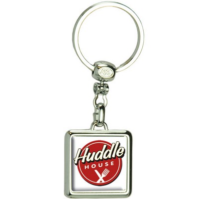 Square Die Cast Metal Domed Key Tag