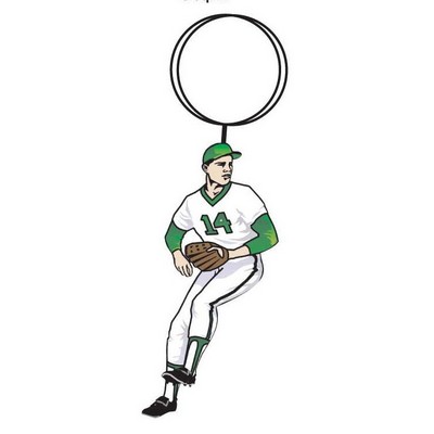 Baseball Player Key Chain w/Clear Mirrored Back (8 Square Inch)