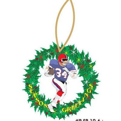 Football Player Promotional Wreath Ornament w/ Black Back (6 Square Inch)