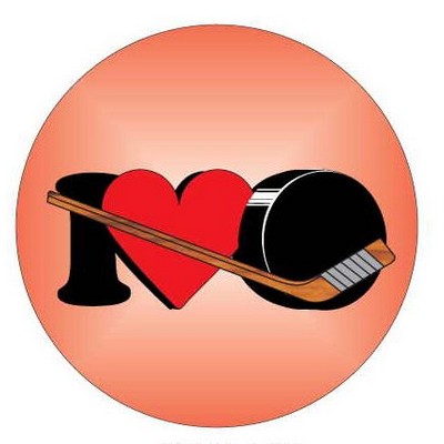 I Love Hockey Metal Round Photo Magnet (2 1/2 Diameter")