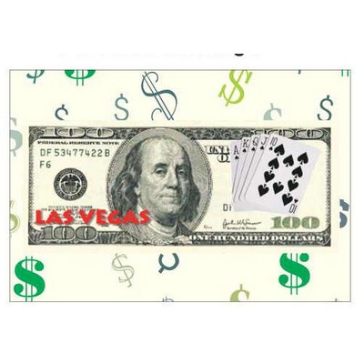 Las Vegas Royal Flush $100 Bill Rectangle Badge w/ Bar Pin (2"x3")