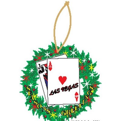 Las Vegas Blackjack Gift Shop Wreath Ornament w/ Clear Mirror Back (4 Square Inch)
