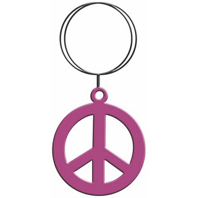 Peace Sign Key Chain w/Clear Mirrored Back (4 Square Inch)