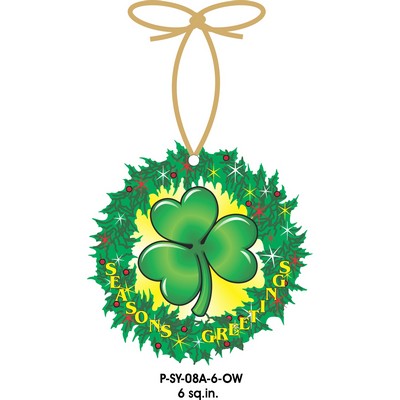 Shamrock Promotional Wreath Ornament w/ Black Back (6 Square Inch)