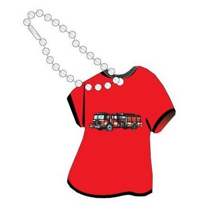 Fire Truck Promotional T Shirt Key Chain w/ Black Back (4 Square Inch)