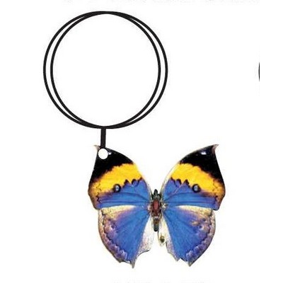 Black & Blue Butterfly Keychain w/Mirrored Back (2 Square Inch)