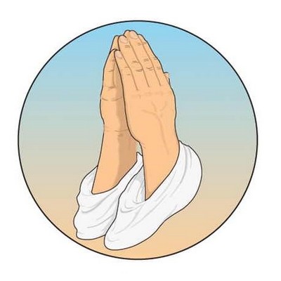 Praying Hands Round Badge w/ Bar Pin (2 1/2" Diameter)