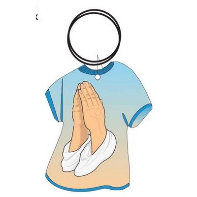 Praying Hands Executive T Shirt Keychain w/Mirrored Back (4 Square Inch)