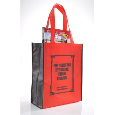 Non Woven 2 Tone Book Bag with Black Trim (11"x14"x5")