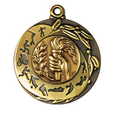 Stock Sport Silhouettes 2" Medal- Torch & Hand