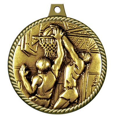 Stock Medal w/ Rope Border (Basketball Male) 2 1/4"