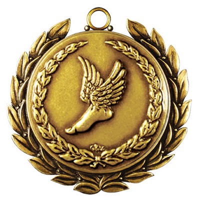 Regency Stock Medal w/ Wreath (Track Winged Foot) 2 3/4"