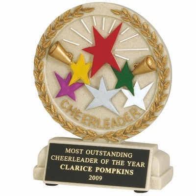 Cast Stone Medal Cheerleader Trophy