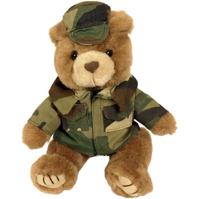 8" Marine Bear Stuffed Animal - Green Camo